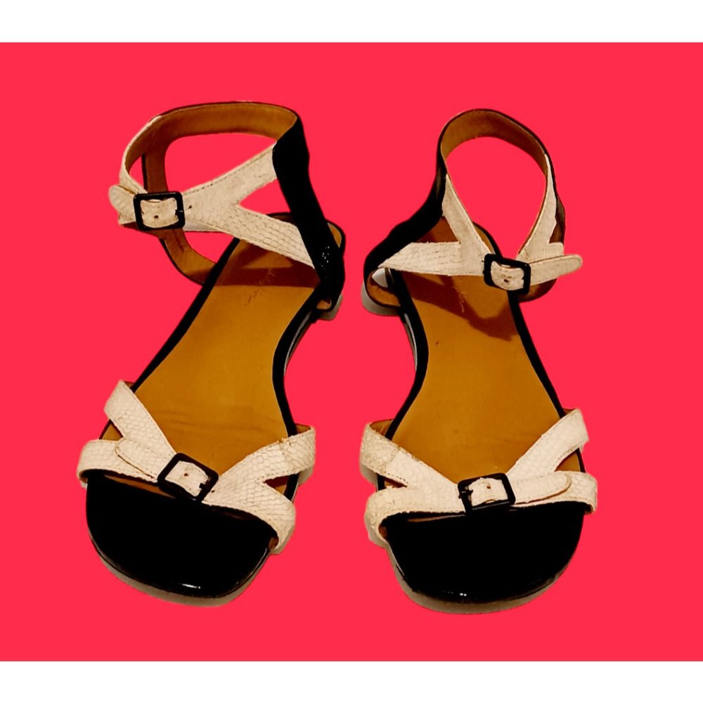 3.1 Phillip Lim Snake Skin Pattern Leather Ankle Strap Front Buckle Sandals 40